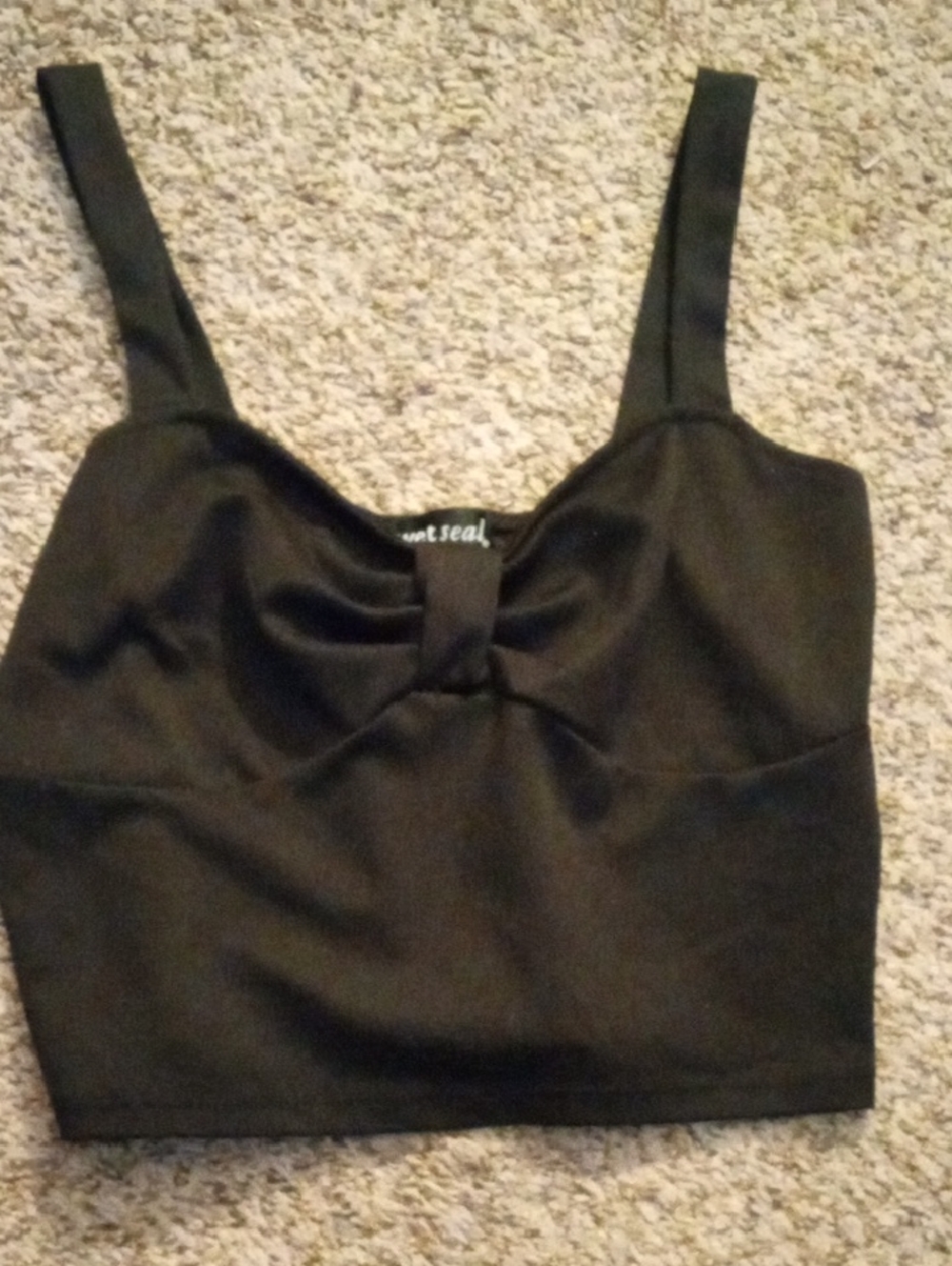 Wet Seal Black Cropped Tank with Front Knot